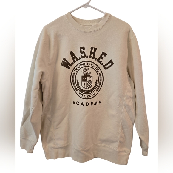 W.A.S.H.E.D. DADS ACADEMY SWEATSHIRT. SIZE LARGE.COLOR CREAM . - Picture 2 of 10